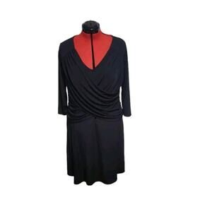 NY Collection long sleeve v neck criss cross midi dress, size 2XL